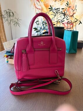 kate spade Hot Pink Pebbled Leather Mini Satchel with Tassel Accent